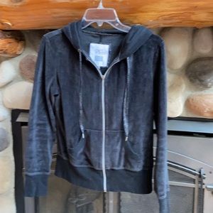 Victoria Secret black zip-up, hooded sweatshirt